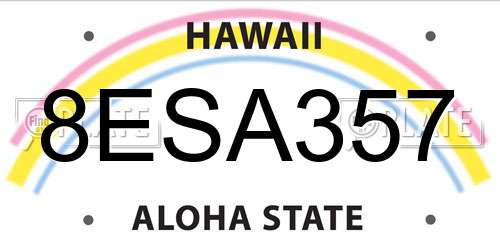 8ESA357 Hawaii License Plate