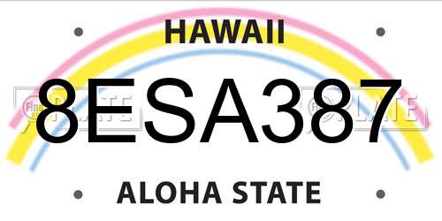 8ESA387 Hawaii License Plate