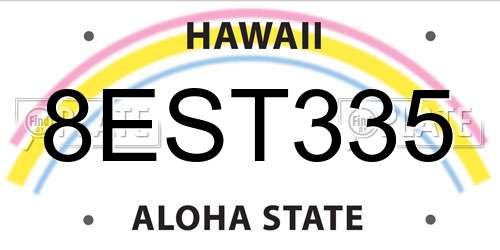 8EST335 Hawaii License Plate