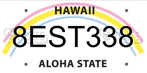 8EST338 Hawaii License Plate