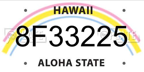 8F33225 Hawaii License Plate