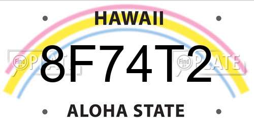 8F74T2 Hawaii License Plate