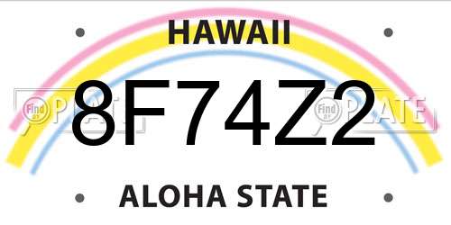 8F74Z2 Hawaii License Plate