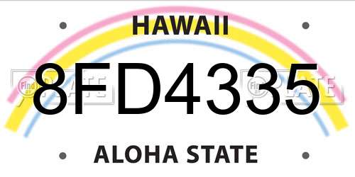 8FD4335 Hawaii License Plate
