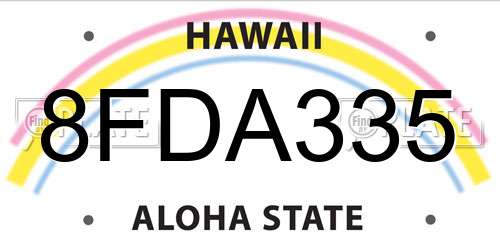 8FDA335 Hawaii License Plate