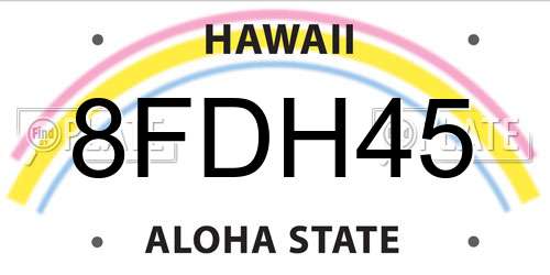 8FDH45 Hawaii License Plate