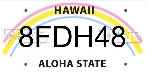 8FDH48 Hawaii License Plate