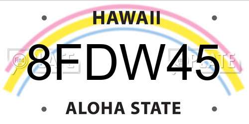 8FDW45 Hawaii License Plate