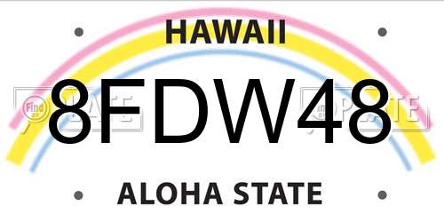 8FDW48 Hawaii License Plate