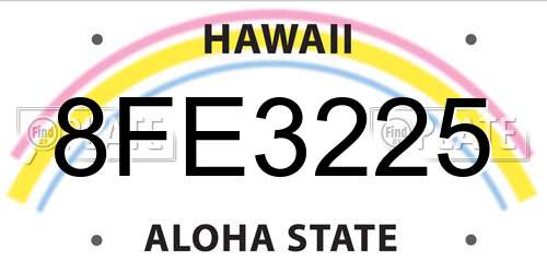 8FE3225 Hawaii License Plate