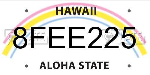 8FEE225 Hawaii License Plate