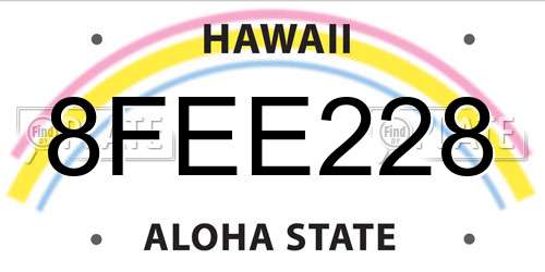 8FEE228 Hawaii License Plate