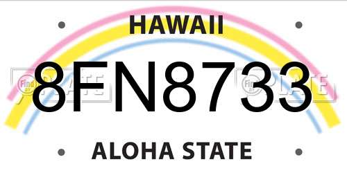 8FN8733 Hawaii License Plate