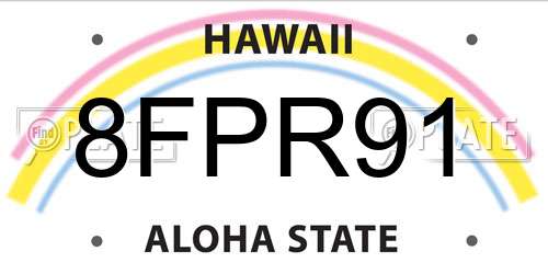 8FPR91 Hawaii License Plate