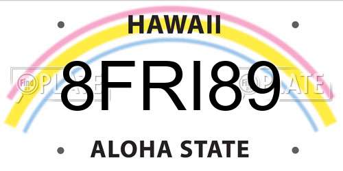8FRI89 Hawaii License Plate