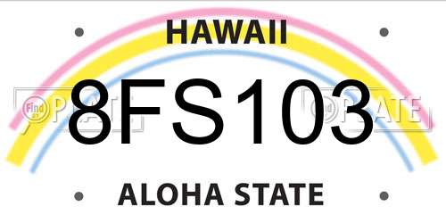 8FS103 Hawaii License Plate