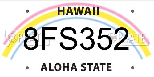 8FS352 Hawaii License Plate
