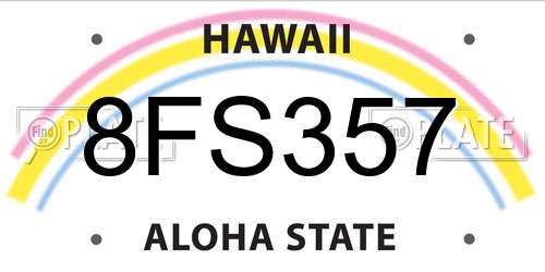 8FS357 Hawaii License Plate