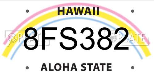 8FS382 Hawaii License Plate