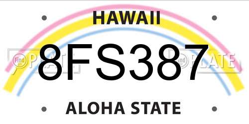 8FS387 Hawaii License Plate