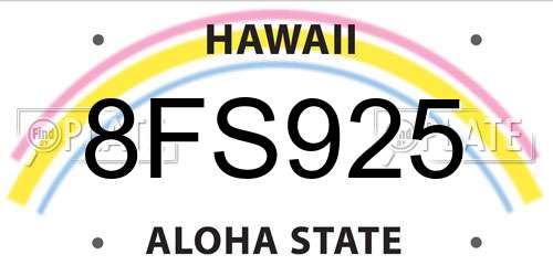 8FS925 Hawaii License Plate