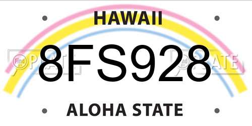 8FS928 Hawaii License Plate