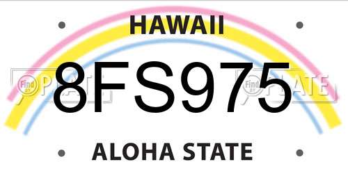 8FS975 Hawaii License Plate