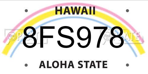 8FS978 Hawaii License Plate