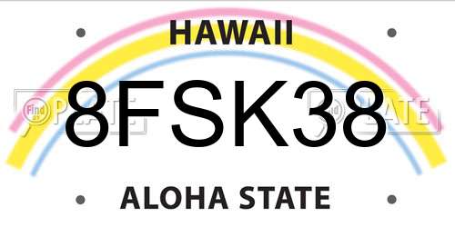 8FSK38 Hawaii License Plate