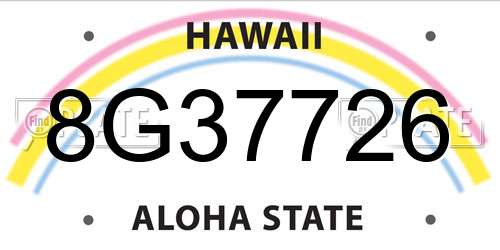 8G37726 Hawaii License Plate