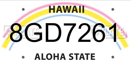 8GD7261 Hawaii License Plate
