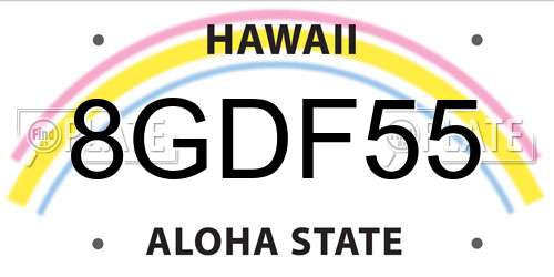 8GDF55 Hawaii License Plate