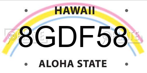 8GDF58 Hawaii License Plate