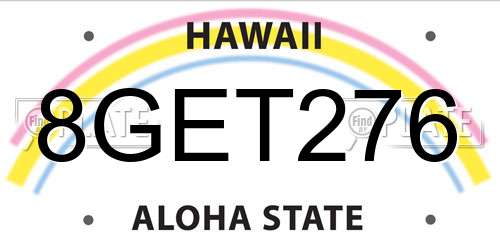 8GET276 Hawaii License Plate