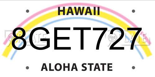 8GET727 Hawaii License Plate