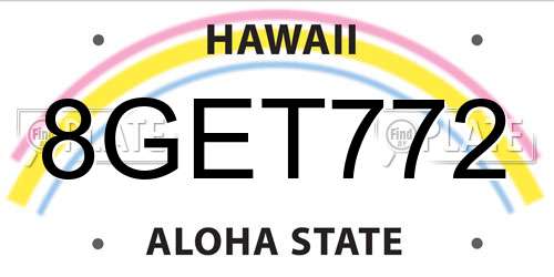 8GET772 Hawaii License Plate