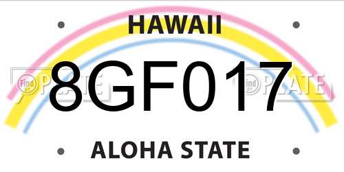 8GF017 Hawaii License Plate