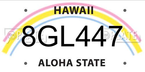 8GL447 Hawaii License Plate