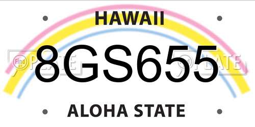 8GS655 Hawaii License Plate