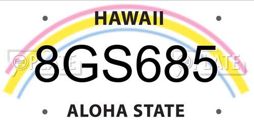 8GS685 Hawaii License Plate