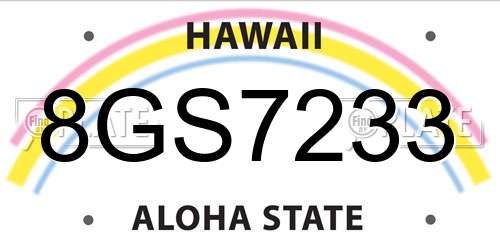 8GS7233 Hawaii License Plate