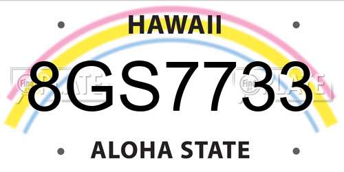 8GS7733 Hawaii License Plate