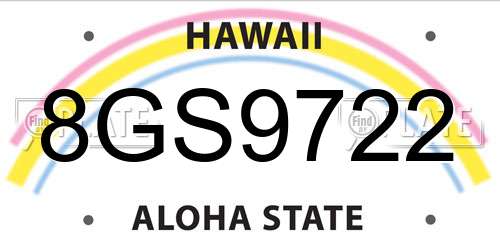 8GS9722 Hawaii License Plate