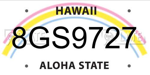8GS9727 Hawaii License Plate