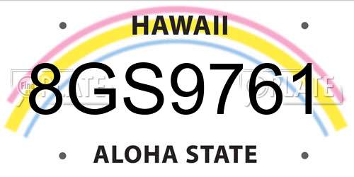 8GS9761 Hawaii License Plate
