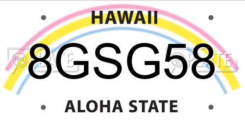 8GSG58 Hawaii License Plate