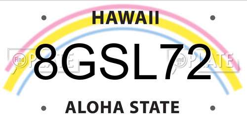 8GSL72 Hawaii License Plate