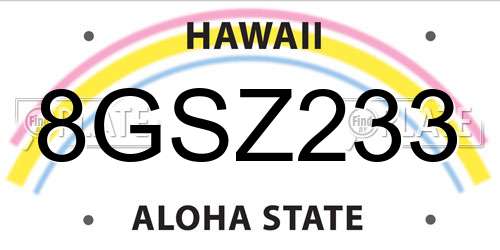 8GSZ233 Hawaii License Plate