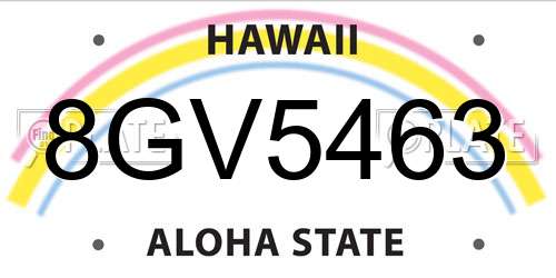 8GV5463 Hawaii License Plate
