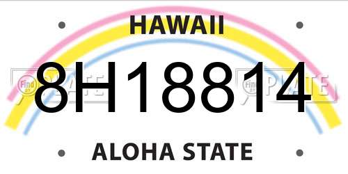 8H18814 Hawaii License Plate